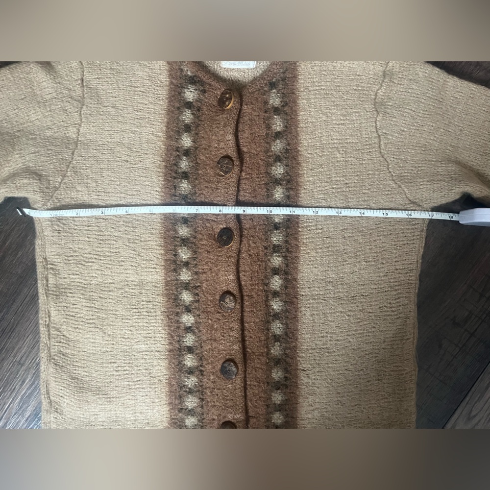 VINTAGE Catalina Wool Mohair Cardigan in Brown and Cream - Picture 4 of 5